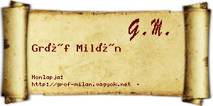 Gróf Milán névjegykártya