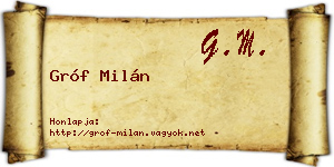 Gróf Milán névjegykártya